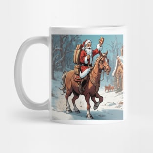 Santa Claus Delivering Toys On Horse Mug